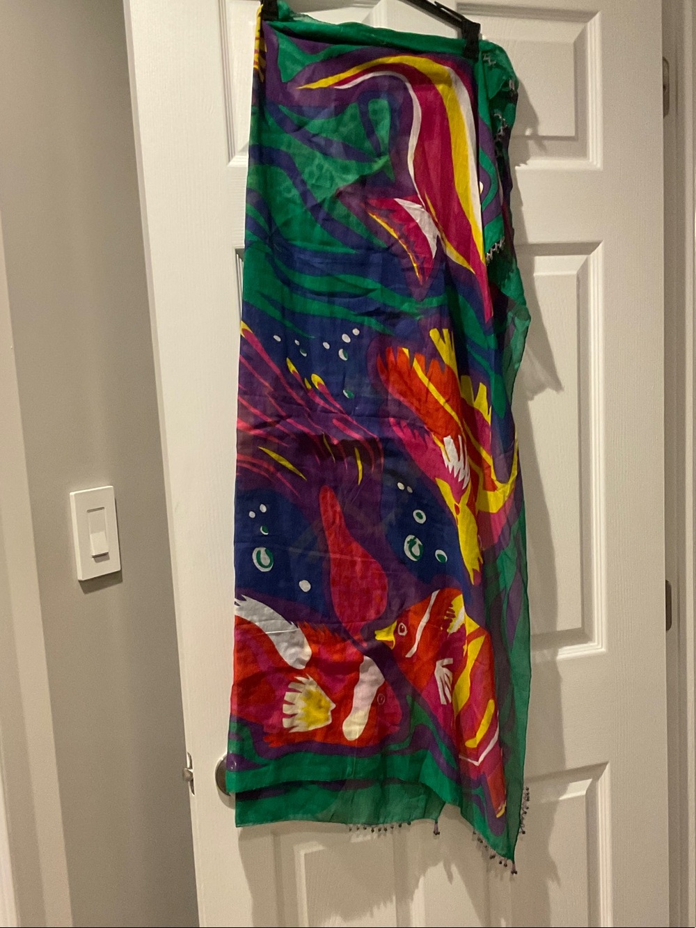 Jasmine Vibrant Multicolor Tropical Scarf - Green, Blue, Red, Yellow, Purple